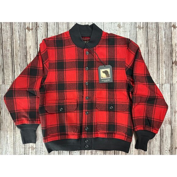Filson CCC Wool Bomber Jacket sz L color Red Black Plaid Check NWT mspr 395